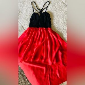 Black/orange dress with back zipper